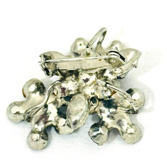 Vintage Silver-Tone Blue Layered Rhinestone Cluster Brooch/Pin - Picture 7 of 8